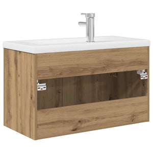 Mobile Bagno con Lavabo Integrato&Rubinetto Rovere Artigianale