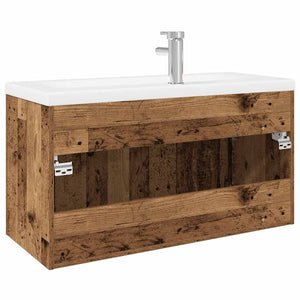 Mobile Bagno Lavabo Integrato Legno Antico in Legno Multistrato