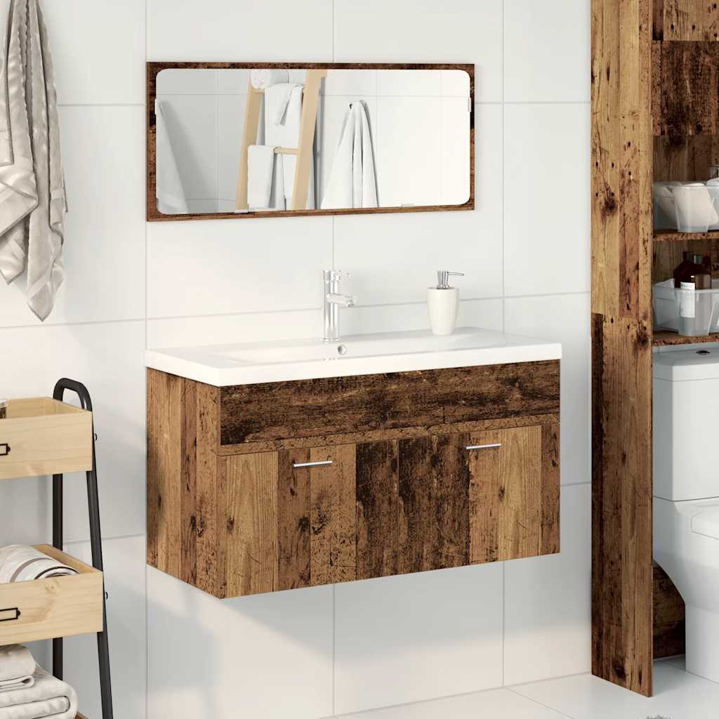 vidaXL Set Mobili da Bagno 3 pz Legno Antico in Legno Multistrato