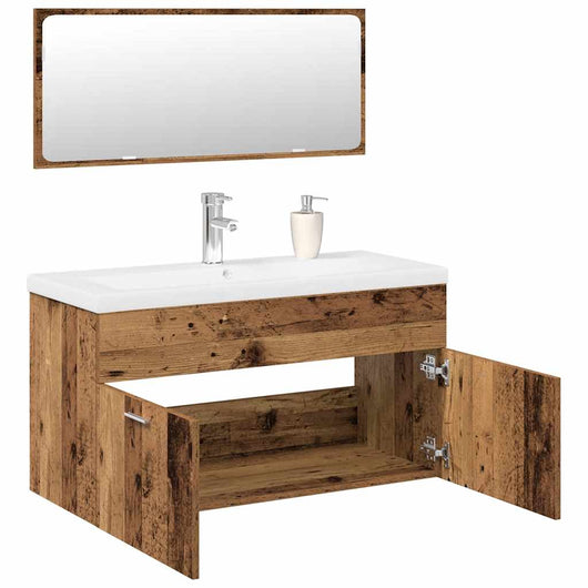 Set Mobili da Bagno 3 pz Legno Antico in Legno Multistrato 3328911