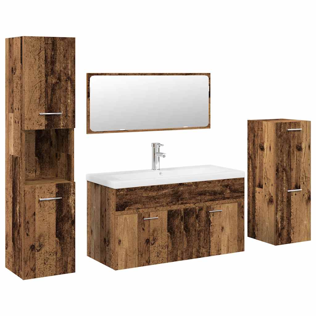 vidaXL Set Mobili da Bagno 5 pz Legno Antico in Legno Multistrato