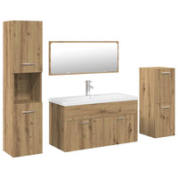 vidaXL Set Mobili da Bagno 5 pz Rovere Artigianale Legno Multistrato