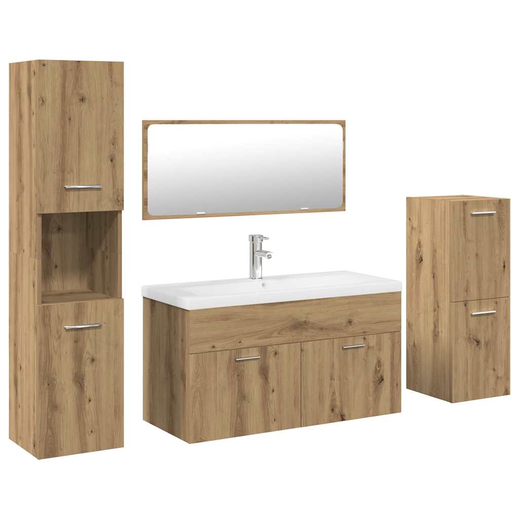 Set Mobili da Bagno 5 pz Rovere Artigianale Legno Multistrato 3328914
