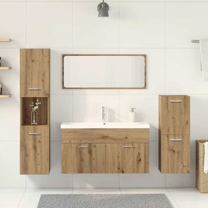 vidaXL Set Mobili da Bagno 5 pz Rovere Artigianale Legno Multistrato