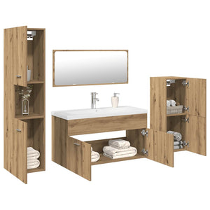 Set Mobili da Bagno 5 pz Rovere Artigianale Legno Multistrato 3328914