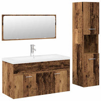 Set Mobili da Bagno 4 pz Legno Antico in Legno Multistrato