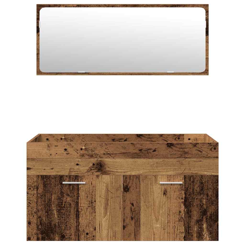 Set Mobili da Bagno 4 pz Legno Antico in Legno Multistrato 3328915
