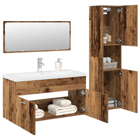 Set Mobili da Bagno 4 pz Legno Antico in Legno Multistrato 3328915