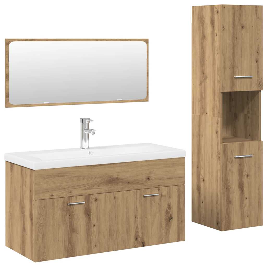 Set Mobili da Bagno 4 pz Rovere Artigianale Legno Multistrato