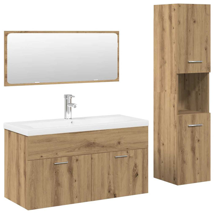 Set Mobili da Bagno 4 pz Rovere Artigianale Legno Multistrato