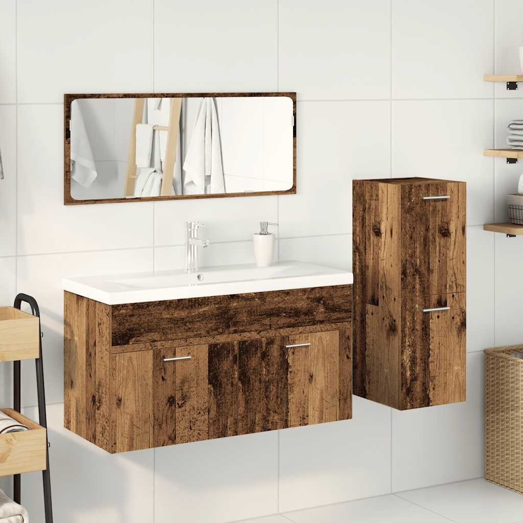 Set Mobili da Bagno 4 pz Legno Antico in Legno Multistrato