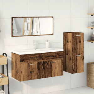 Set Mobili da Bagno 4 pz Legno Antico in Legno Multistrato