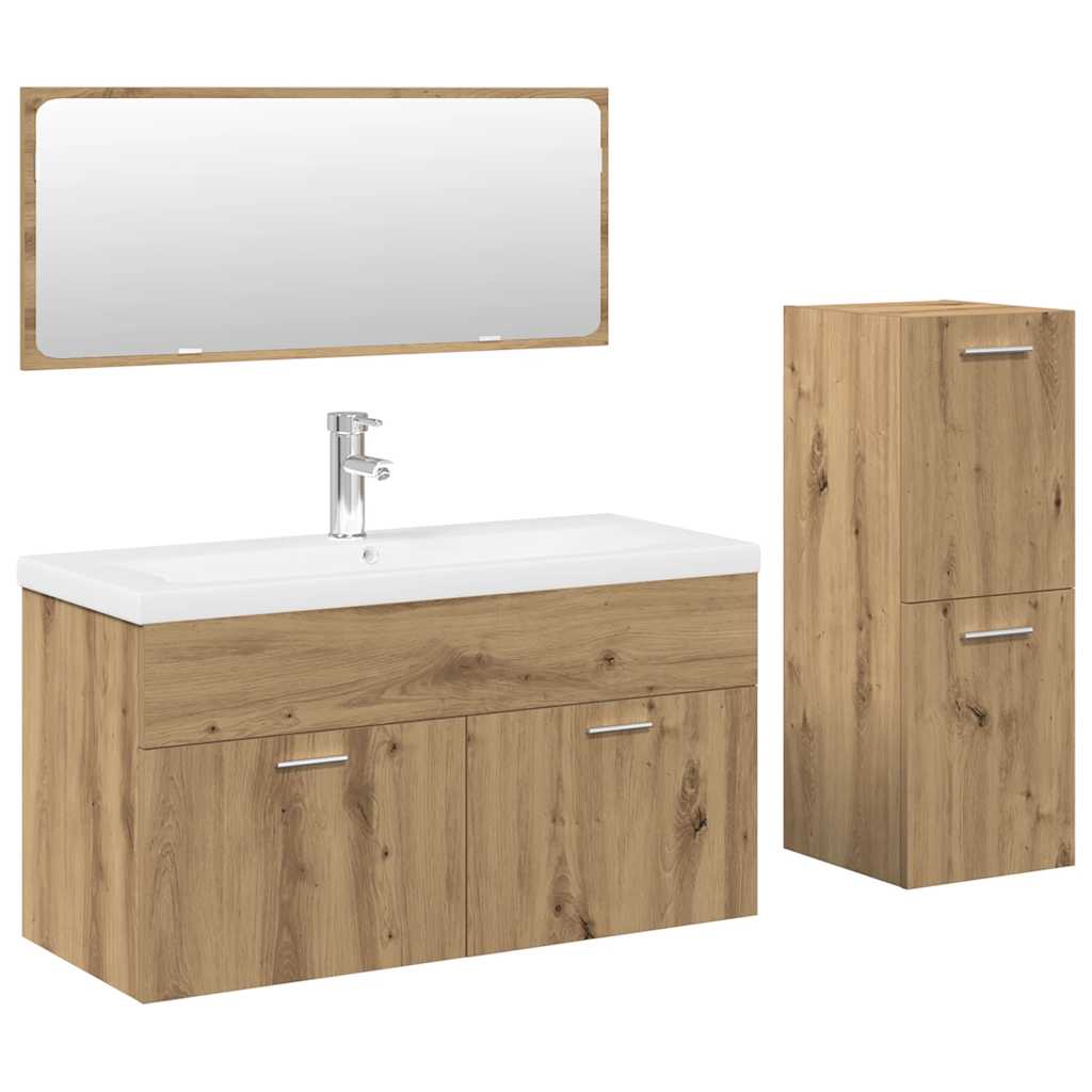 vidaXL Set Mobili da Bagno 4 pz Rovere Artigianale Legno Multistrato