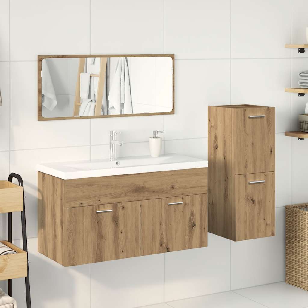 Set Mobili da Bagno 4 pz Rovere Artigianale Legno Multistrato 3328918
