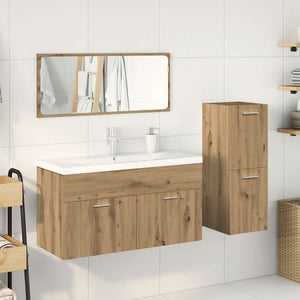 vidaXL Set Mobili da Bagno 4 pz Rovere Artigianale Legno Multistrato