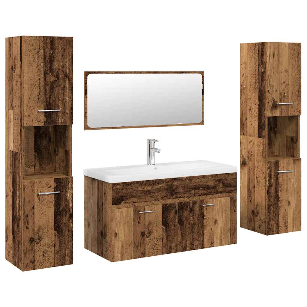Set Mobili da Bagno 5 pz Legno Antico in Legno Multistrato 3328919