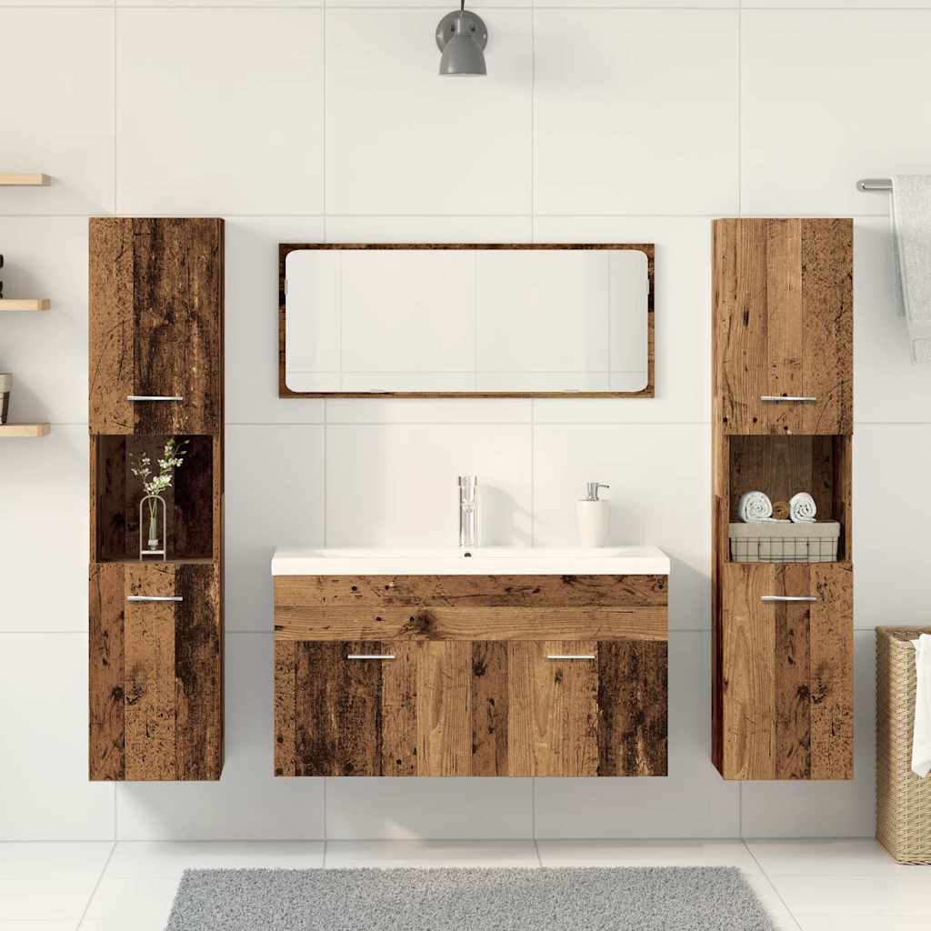 vidaXL Set Mobili da Bagno 5 pz Legno Antico in Legno Multistrato