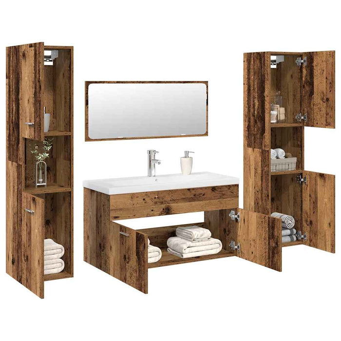 Set Mobili da Bagno 5 pz Legno Antico in Legno Multistrato 3328919