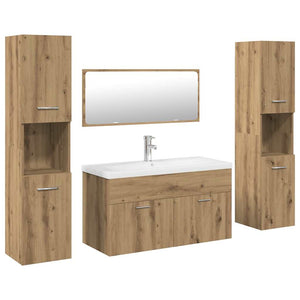 Set Mobili da Bagno 5 pz Rovere Artigianale Legno Multistrato