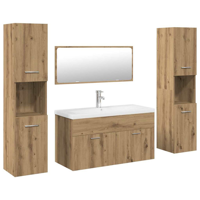 Set Mobili da Bagno 5 pz Rovere Artigianale Legno Multistrato