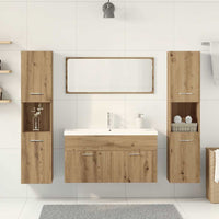 Set Mobili da Bagno 5 pz Rovere Artigianale Legno Multistrato