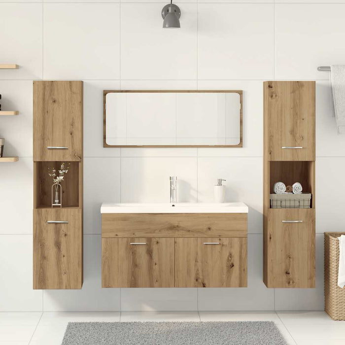 Set Mobili da Bagno 5 pz Rovere Artigianale Legno Multistrato