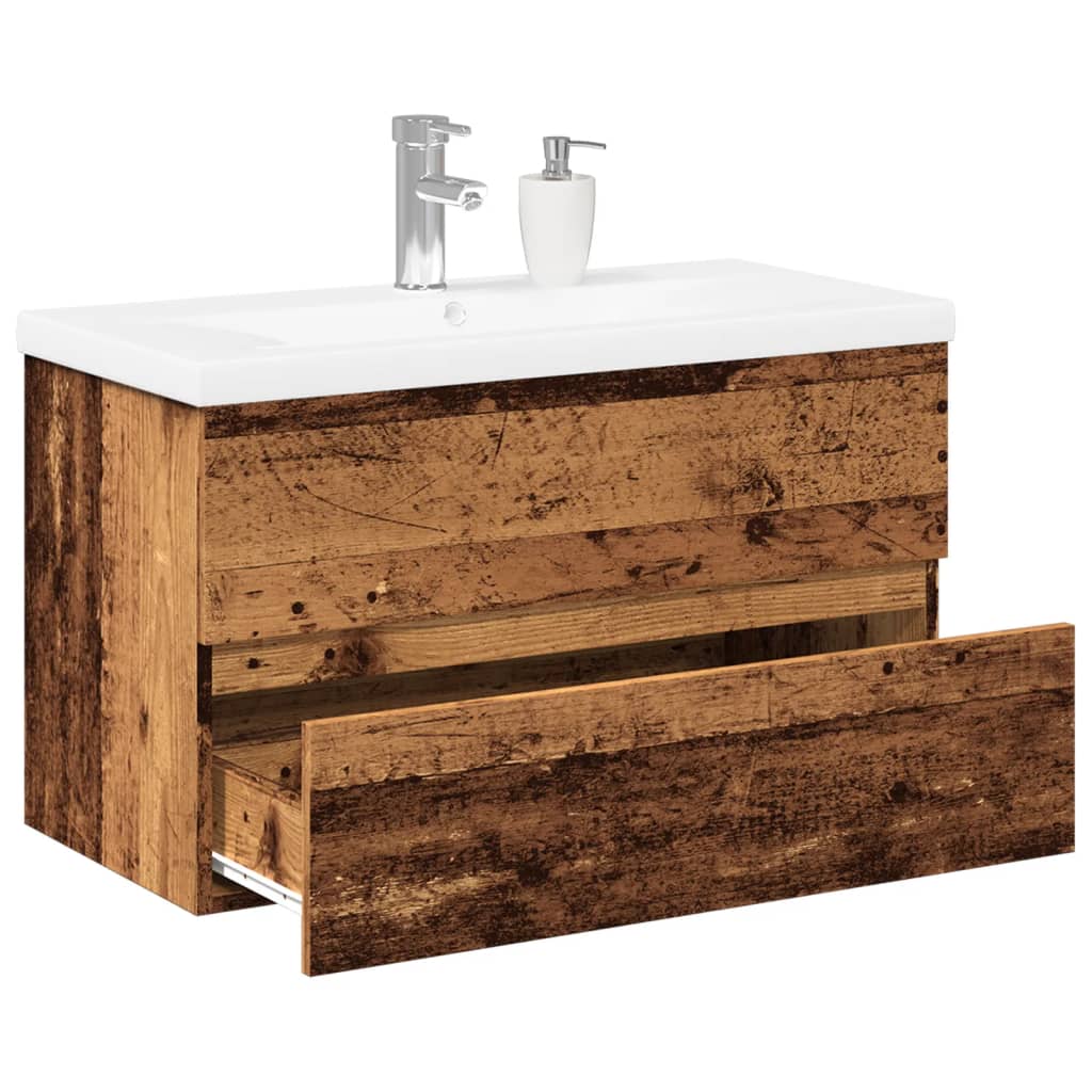 Mobile con Lavabo Integrat-Armadietto da Cucina-Lavandinoo Legno Antico 362626
