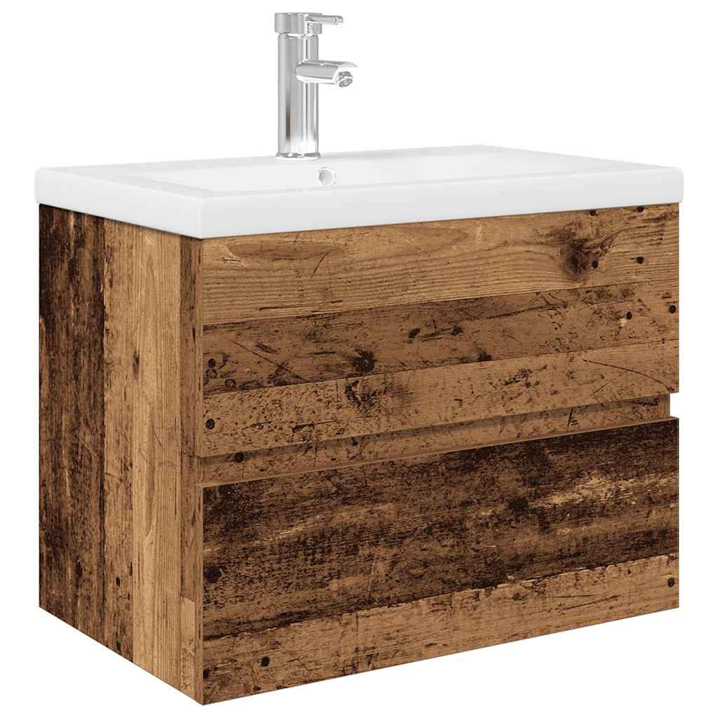 Mobile da Bagno con Lavabo Integrato e Rubinetto Legno Antico 3328931