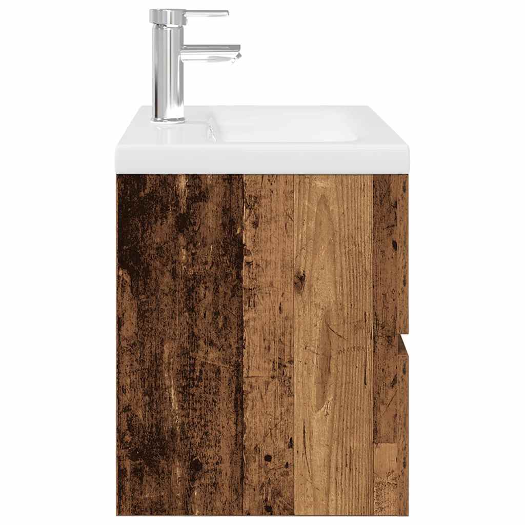 Mobile da Bagno con Lavabo Integrato e Rubinetto Legno Antico 3328931