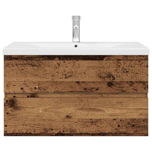 vidaXL Mobile da Bagno con Lavabo Integrato e Rubinetto Legno Antico