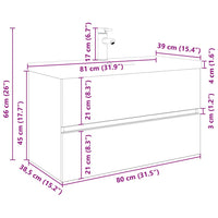 Mobile da Bagno con Lavabo Integrato e Rubinetto Legno Antico 3328933