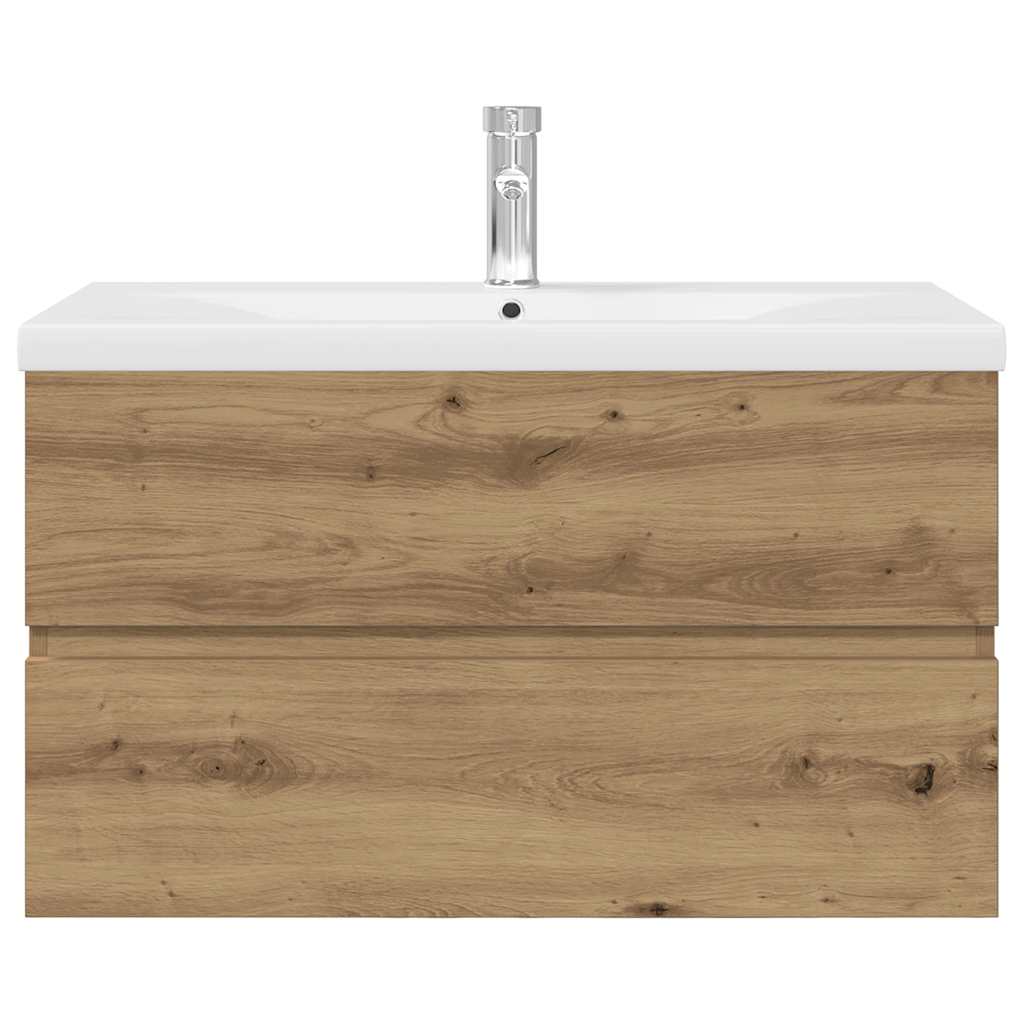 Mobile Bagno con Lavabo Integrato&Rubinetto Rovere Artigianale 3328934