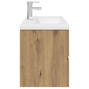 Mobile Bagno con Lavabo Integrato&Rubinetto Rovere Artigianale 3328934