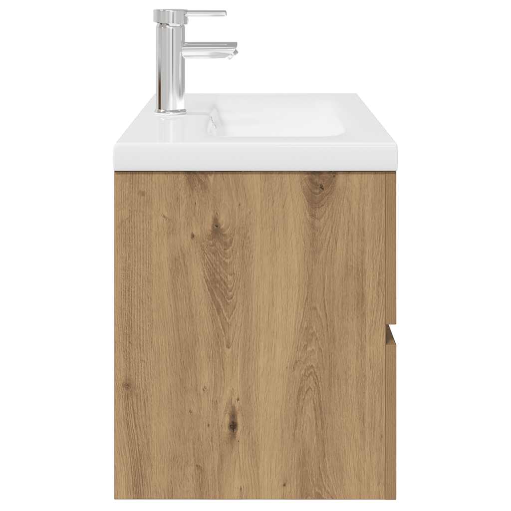 Mobile Bagno con Lavabo Integrato&Rubinetto Rovere Artigianale