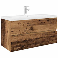 Mobile da Bagno con Lavabo Integrato e Rubinetto Legno Antico 3328935
