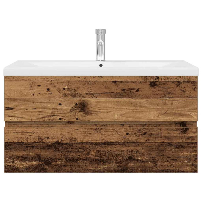 Mobile da Bagno con Lavabo Integrato e Rubinetto-Armadietto da bagno con Lavandino Legno Antico 639490