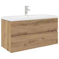Mobile Bagno con Lavabo Integrato&Rubinetto Rovere Artigianale 3328936