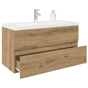 Mobile Bagno con Lavabo Integrato&Rubinetto Rovere Artigianale 3328936