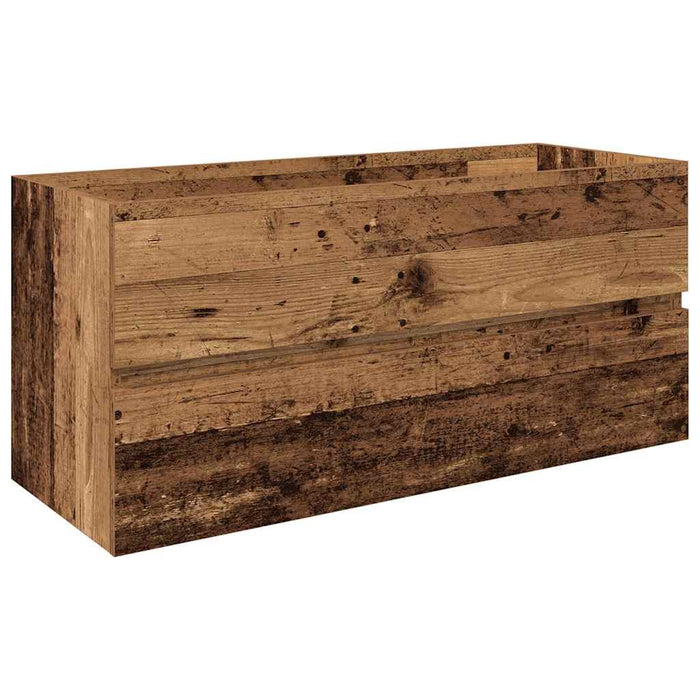 Mobile da Bagno con Lavabo Integrato e Rubinetto Legno Antico 3328937