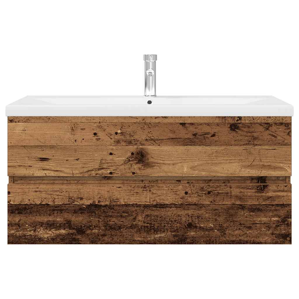 Mobile da Bagno con Lavabo Integrato e Rubinetto Legno Antico 3328937