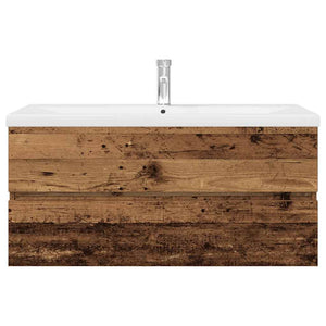 Mobile da Bagno con Lavabo Integrato e Rubinetto Legno Antico 3328937