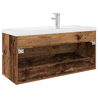 Mobile da Bagno con Lavabo Integrato e Rubinetto Legno Antico 3328937