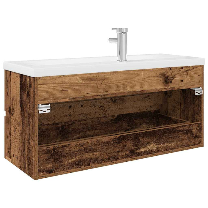 Mobile da Bagno con Lavabo Integrato e Rubinetto Legno Antico 3328937