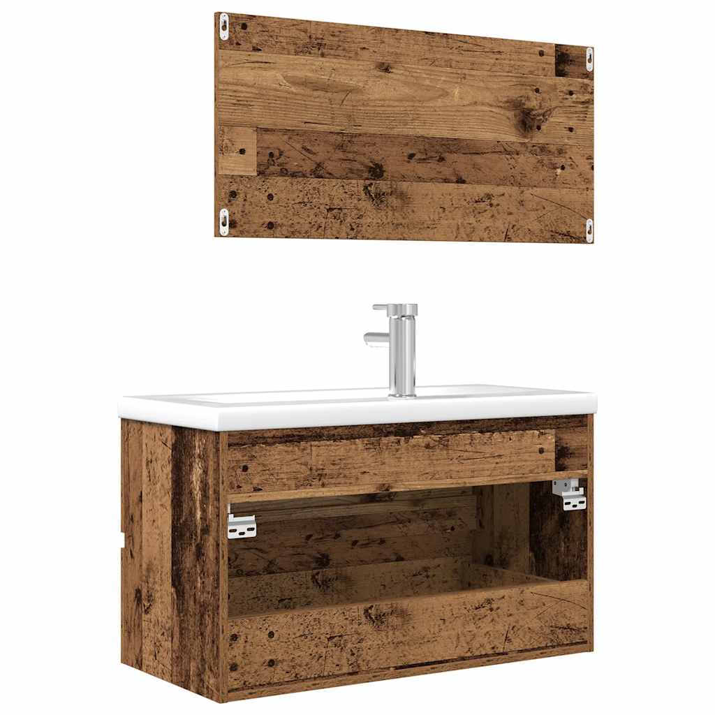 Set Mobili da Bagno 3 pz Legno Antico in Legno Multistrato 3328939