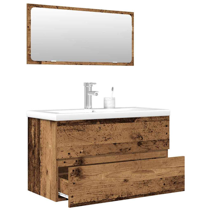 vidaXL Set Mobili da Bagno 3 pz Legno Antico in Legno Multistrato