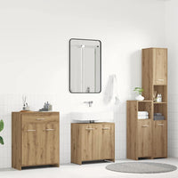 Set Mobili da Bagno 4 pz Rovere Artigianale Legno Multistrato 3328942