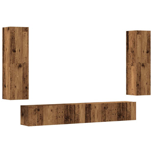Mobili TV a Parete 4 pz-Set di 4 Credenza per TV sospesa Legno Antico in Legno Multistrato 902380
