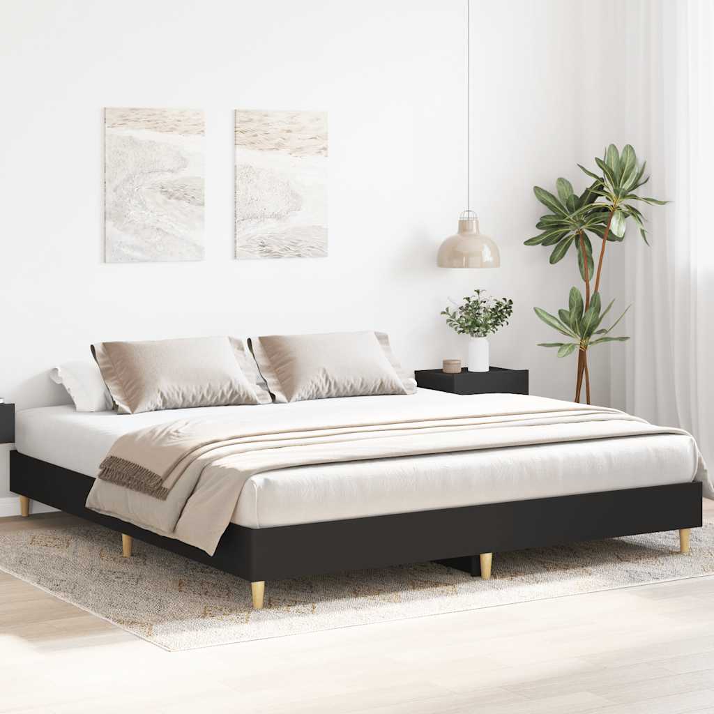 Giroletto senza Materasso-Struttura Letto Nero 160x200 cm in Legno Multistrato 608066