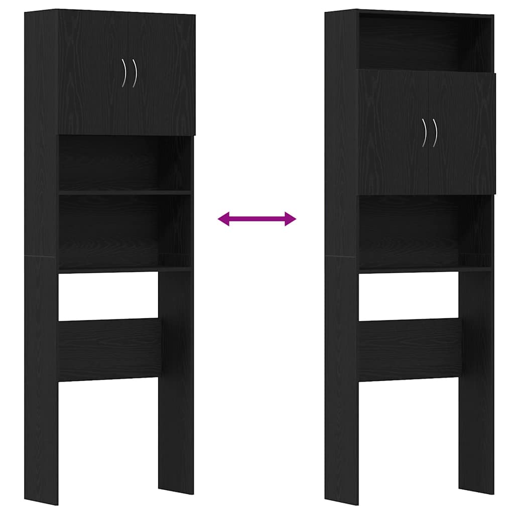 Mobile Lavatrice Rovere Nero 64x24x190 cm in Legno Multistrato 859128