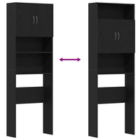 Mobile Lavatrice Rovere Nero 64x24x190 cm in Legno Multistrato 859128